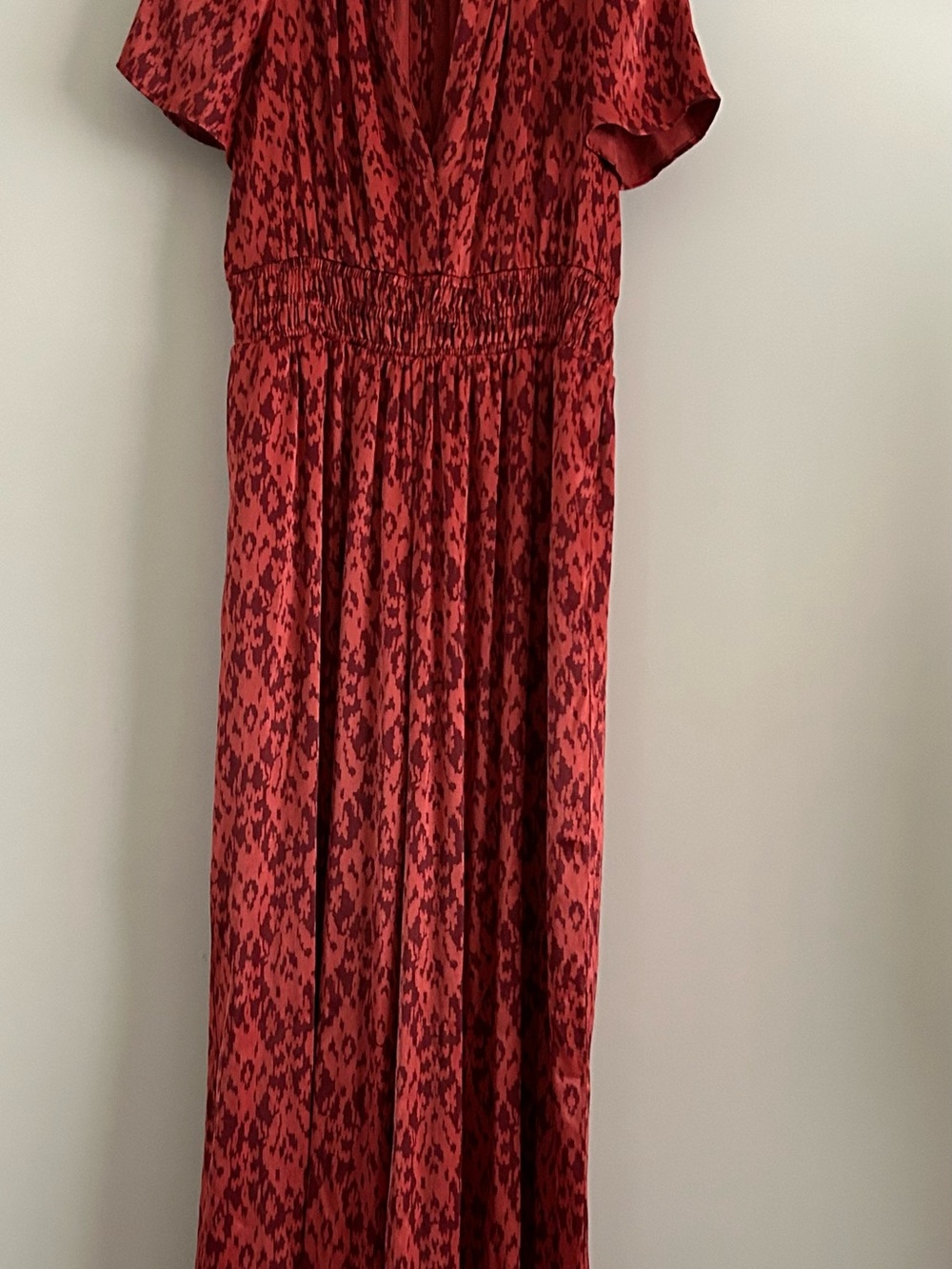 Anthropologie Red Patterned Jumpsuit